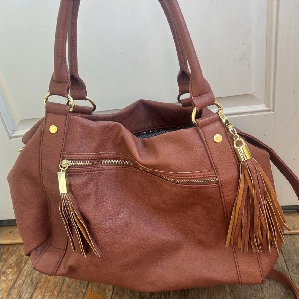 Steve Madden Brown Shoulder Bag with Tassel Accents